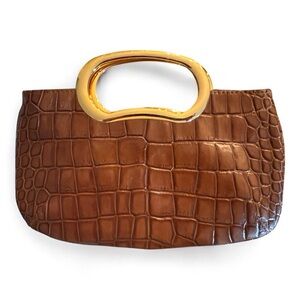 A. B. S. Allen Schwartz Brown Leather
"Crocodile" pattern purse clutch‎